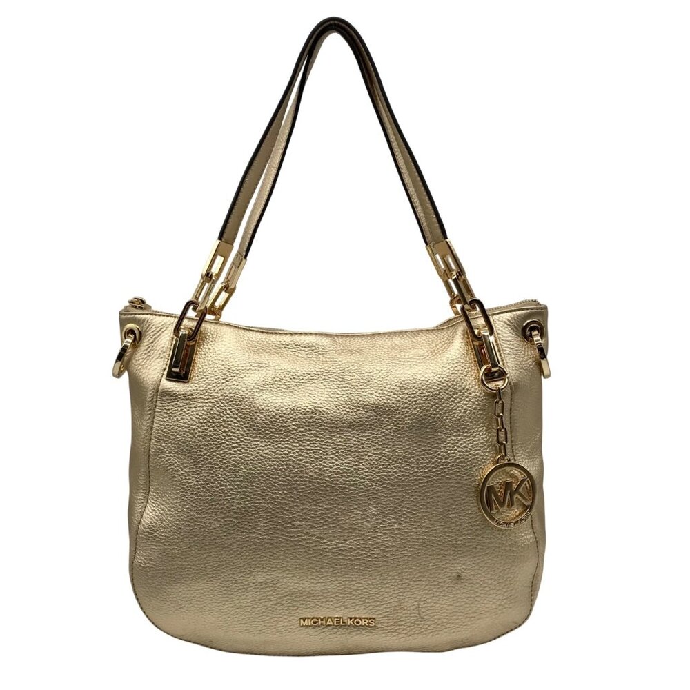 Michael Kors Metallic Gold Pebbled Leather Brooke Shoulder Bag